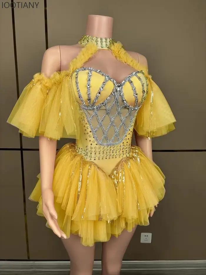 Festival de musique brillant élégant robe douce Costume de danse femmes Club fête nuit chanteur modèle défilé balle Performance robe nouveau