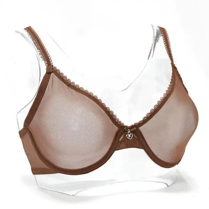 Nové ženy podprsenka dutá priesvitná sexy gázová sieťka transparentná ultra tenká