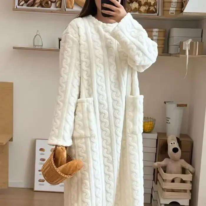 Zimná nočná košeľa s dlhým rukávom