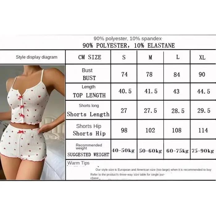 Sexy pyžamový set srdiečkovým vzorom pre ženy