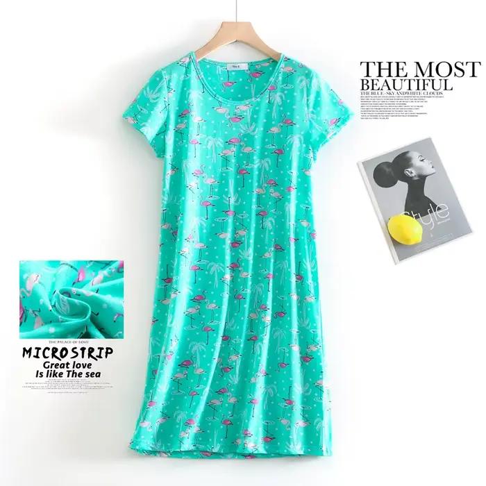 Robe de nuit décontractée d'été pour femme, motif dessin animé, en coton, haut de gamme, à manches courtes, ample, pour la maison, grande taille