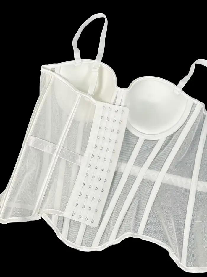 Taille Sexy maille transparente dame Bustier élégant façonnage femmes Corset filles mince tenue de soirée cultures haut dame court corps Shaper