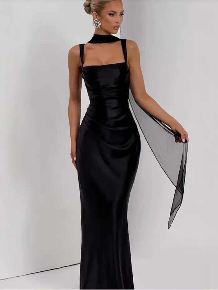 Elegantné korzetové maxi šaty so šálom Sexy plesové