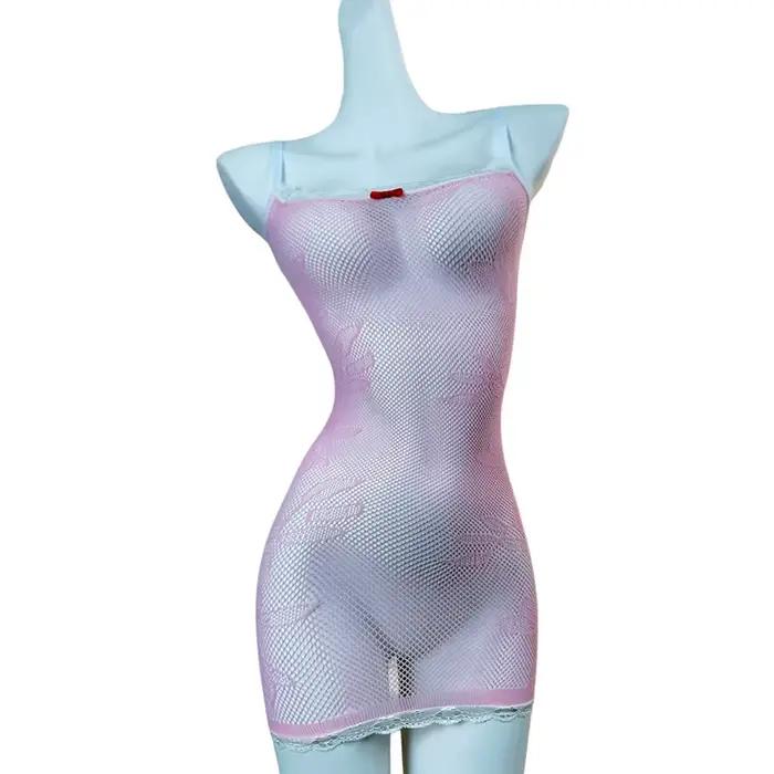 1 kus Sexy obtiahnuté priesvitné sieťované šaty pre ženy