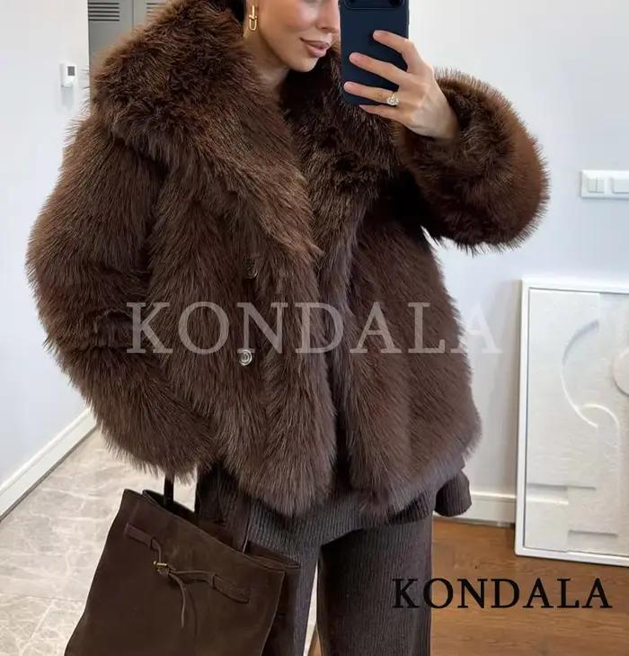Manteau Vintage Fausse Fourrure Femme Leger Elegant pour Occasions Spéciales Automne Hiver