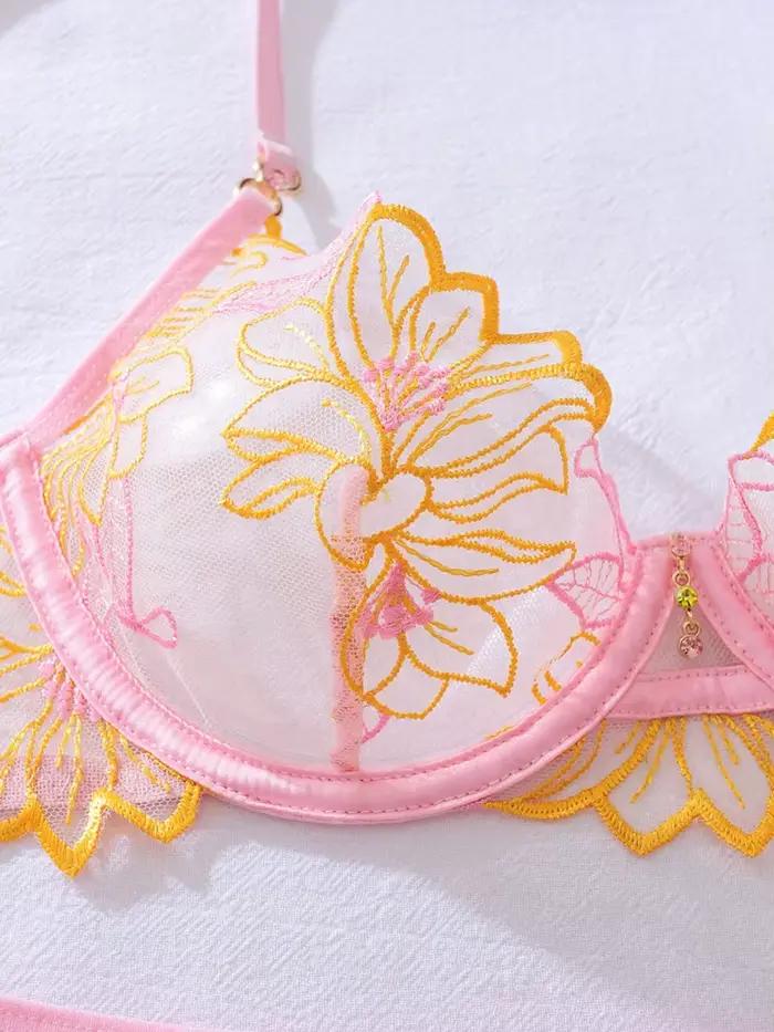 Ensemble Nová jemná bielizeň Belamimi soutien-gorge sexy avec broderie et motifs solides pour femmes occasions spéciales