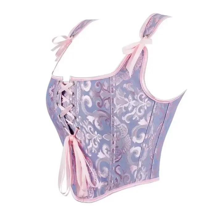 Vintage Jacquard à lacets surbuste Corset haut court femmes gothique Bustier gilet victorien mode réservoir corsage corps Shaper Corselet