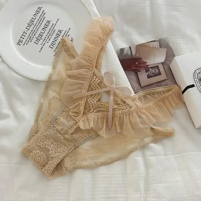 Culottes Triangle Sexy en Dentelle pour Femme, Bord Volanté, Sous-vêtements Sans Traces, Légers et Confortables, Lingerie Pure Désir