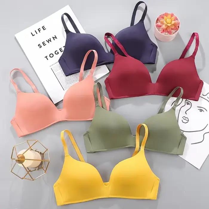 Femmes soutien-gorge sans couture Sexy sans fil Push Up sous-vêtements filles étudiants respirant mince 10 couleurs soutiens-gorge femme soutien-gorge respirant froncé