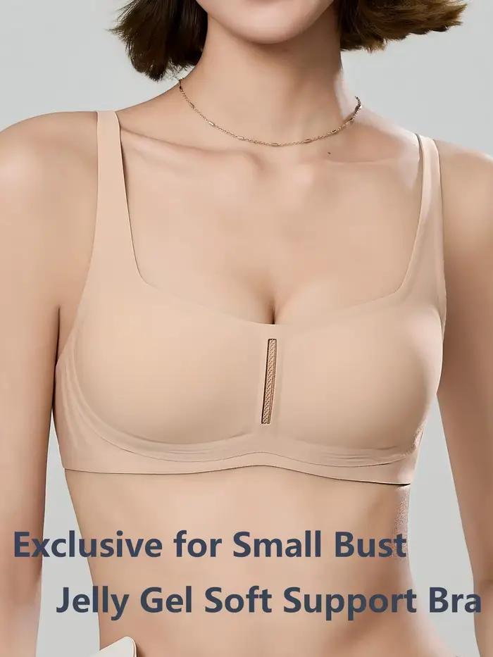 Soutien-gorge Quotidien Sans Armature en Gel Transparent, Col Carré, Dos Droit, Bonnets Fixes, Bretelles Réglables, Anti-Affaissement, pour Petites Poitrines