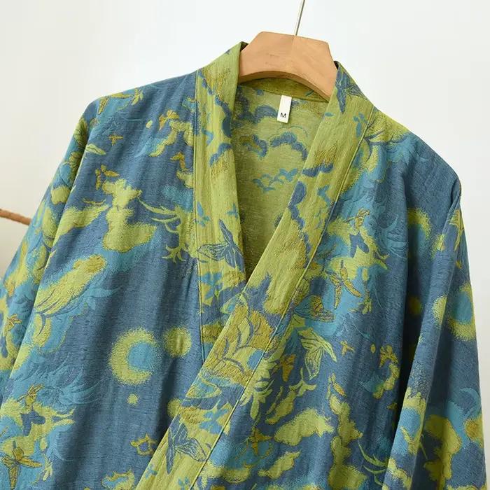 100% bavlnené kimono nočné šaty 3/4 rukávy jar jeseň župan pre ženy ležérne