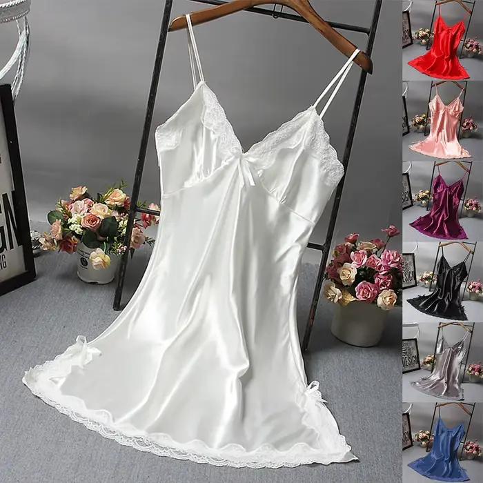 Nuisette en satin Zyncue élégante avec col en V et dentelle pour femmes - Occasions spéciales