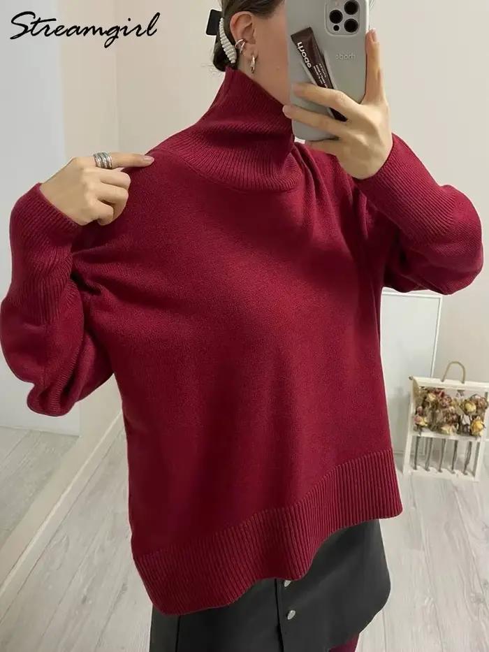 Pull en viscose ample à col roulé pour femmes automne hiver élégance moderne confort décontracté ocassions spéciales