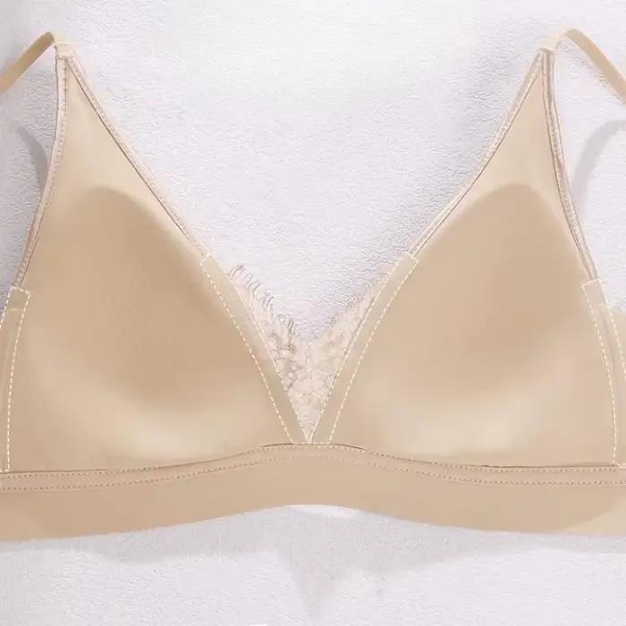 Soutien-gorge élégant français sans armatures, lingerie de luxe en satin, bralette pour petite poitrine, soutien-gorge d'été fin en dentelle, bralette élégante et confortable
