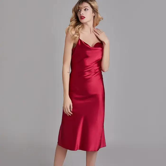 Chemise de nuit en satin soyeux pour femme, bretelles spaghetti, vêtements de nuit d'été, vêtements de nuit blancs, robe en span pour la maison, InDispensLingerie, nouveau