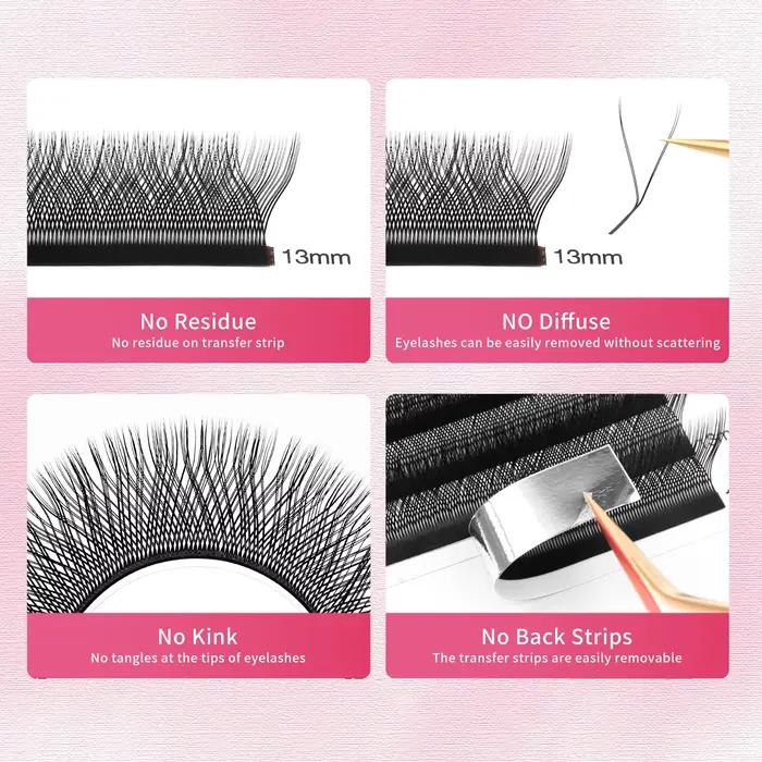 XIUSUZAKI YY 3D 4D 5D W tvar Mäkké prírodné predpripravené objemové ventilátory mihalníc L/LU/M Curl W
