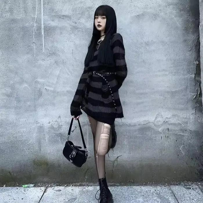 Nové streetwearové punkové gotické tričko s dlhým rukávom unisex