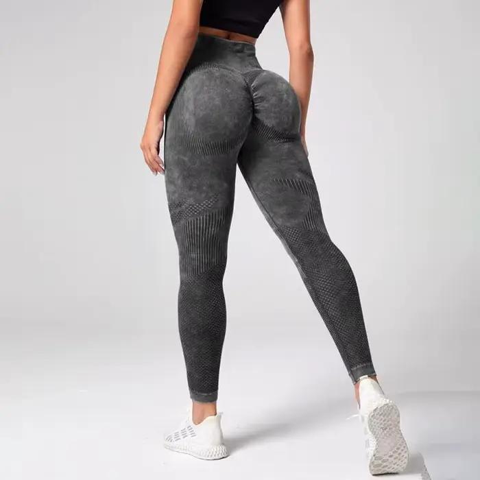 Joggingové legíny s viazaním na kontrolu brucha s tie-dye efektom