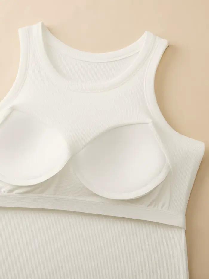 Camisole filetée tout-en-un pour femmes, gilet de couleur Pure avec coussinets d'allaitement, haut intérieur et extérieur