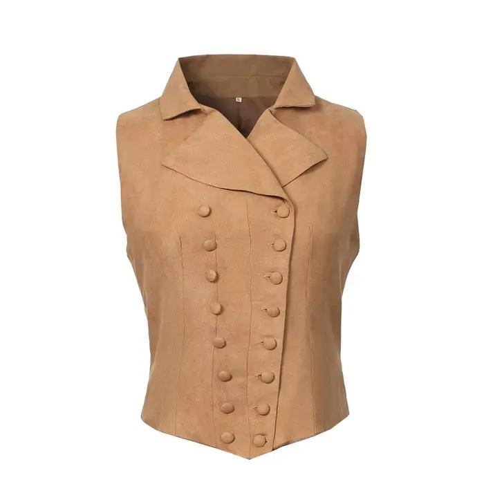 Gilet victorien pour femme, style Renaissance médiévale, col en V, double boutonnage, corset
