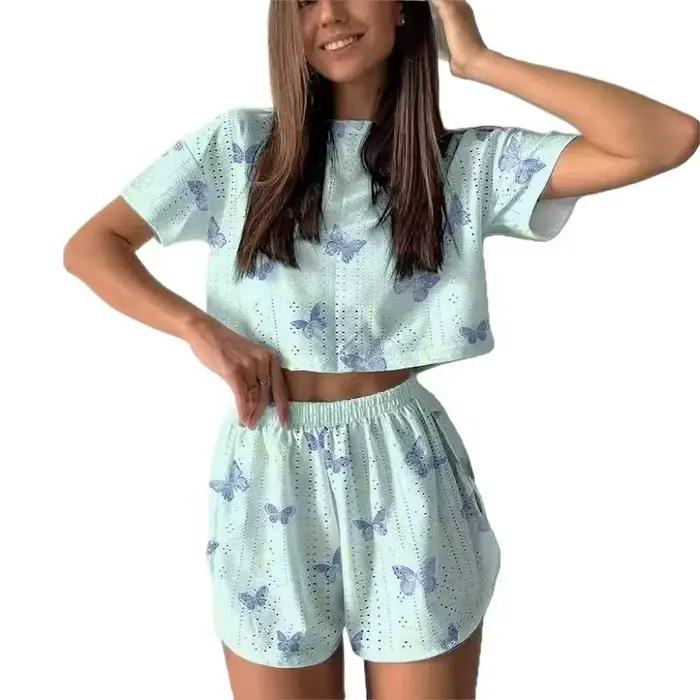 Ensemble de pyjama pour femmes, vêtements de nuit, 2 pièces, débardeurs courts et shorts, tailles S M L, blanc, respirant, doux, décontracté, imprimé Love