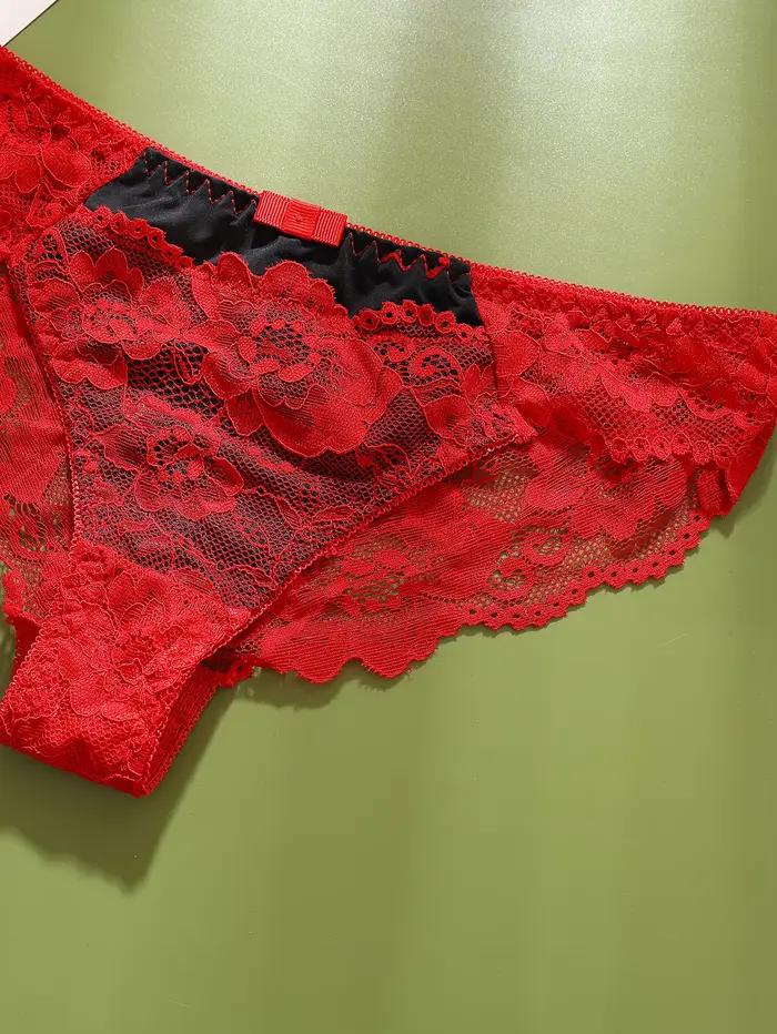 Femmes culottes sous-vêtements Sexy dentelle noire culotte Lingerie femme dentelle florale slips Perspective conception dames culottes