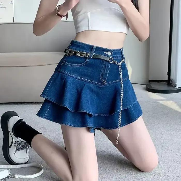 Vintage Denim Mini sukne pre ženy Letné Sexy jednofarebné plesové šaty Džínsové