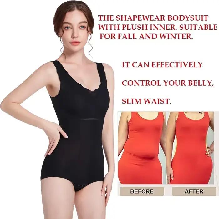 Body chaud pour femme, vêtement d'hiver épais, thermique, Compression abdominale, modelant le corps, avec soutiens-gorge