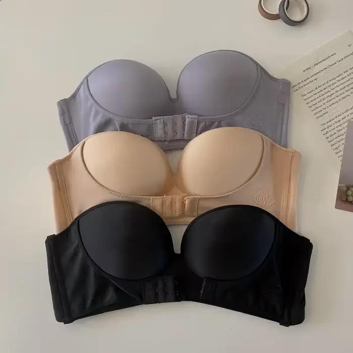 Soutien-gorge sans bretelles à fermeture frontale pour femme, sous-vêtements invisibles, Sexy, Push Up, une pièce, sans fil