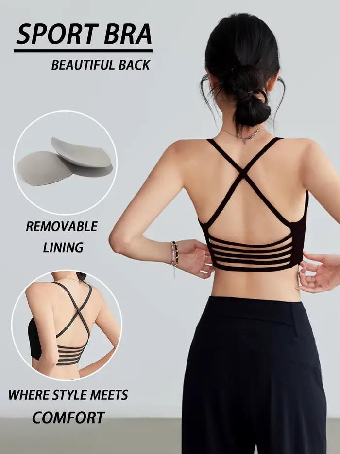 Soutien-gorge de sport sexy à bretelles fines pour femmes - Yoga, course à pied, fitness, entraînement de gymnastique, haut extérieur