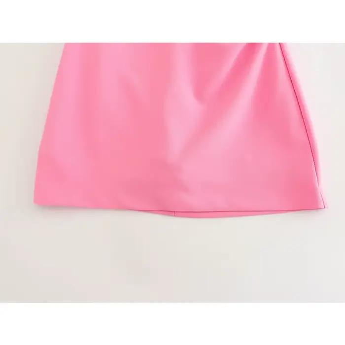 YENKYE nová móda ženy ružová naberaná šaty bez ramienok bez rukávov chrbát zips žena párty Mini