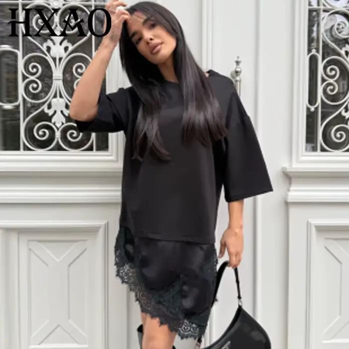 Dámske oversize čipkované tričko HXAO