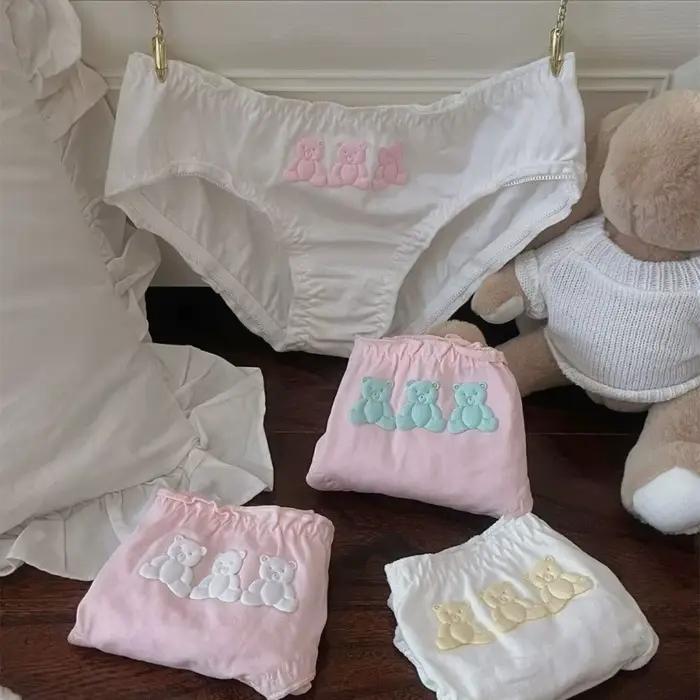 Culotte en coton et polyester solide avec motif ours polaires et dentelle pour femmes confort et gaieté