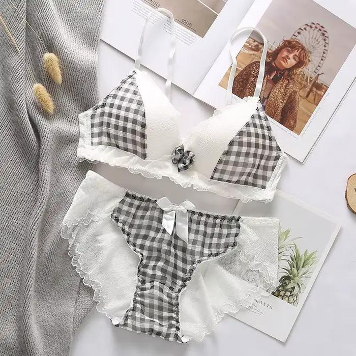 Ensemble de soutien-gorge coréen mignon pour femmes, section fine d'été, pour petits seins, sans armatures, confortable et sexy