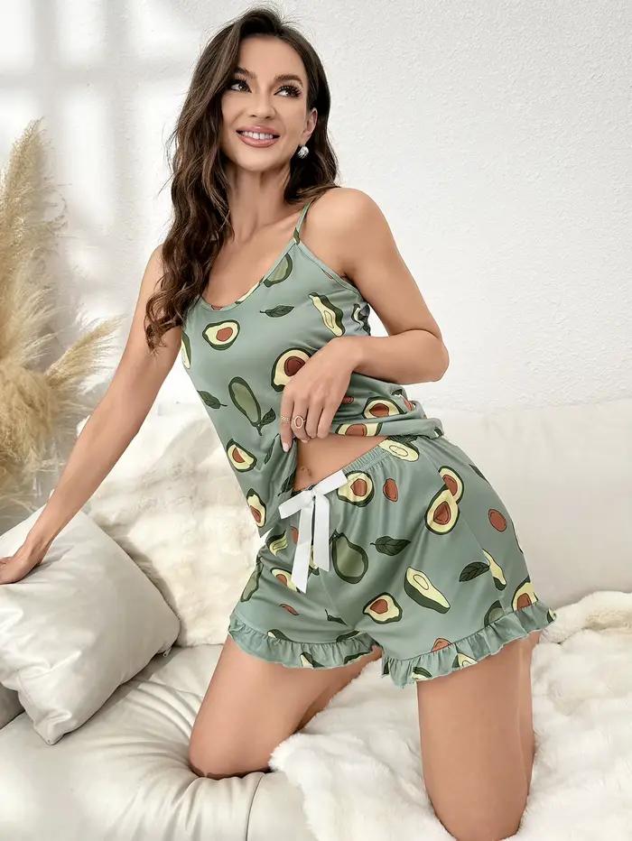 Pyjama deux pièces pour femmes, ensemble haut sans manche et short, motif papillon, vêtements de maison décontractés