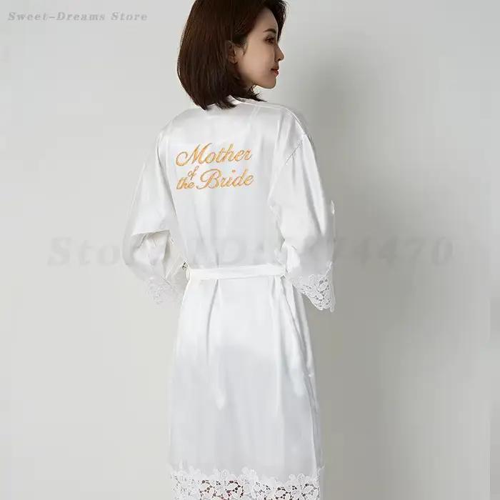 Vêtements de nuit en dentelle mère de la mariée et du marié Robe de mariée Sexy adulte Satin peignoir femme chemise de nuit Lingerie Homewear maman cadeau