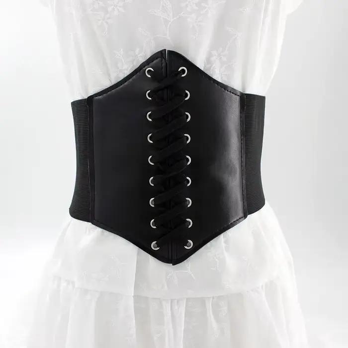 Body noir Shapewear femmes vêtements gothiques sous le buste taille Cincher formateur Pu cuir élastique Sexy mariée Corsets et Bustiers