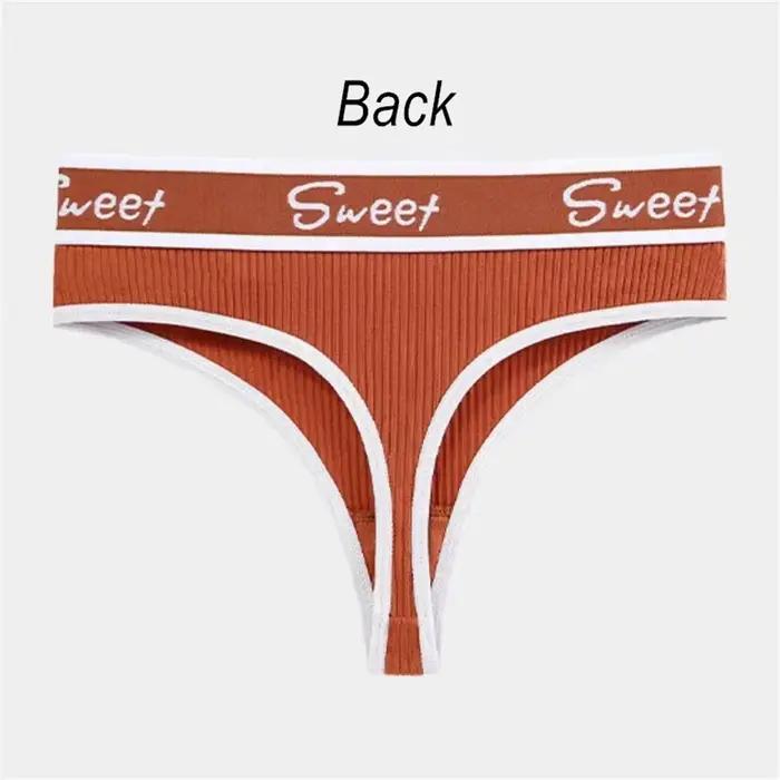 String de sport confortable sans couture pour femme, culotte tanga, sous-vêtement de fitness, taille moyenne, grande taille, lettres