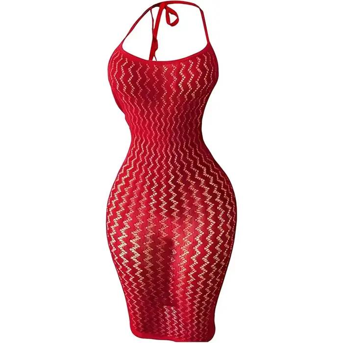 Robe de plage sexy en résille pour femme, extensible, transparente, sans manches, sans maillot de bain, mini-tenue de plage