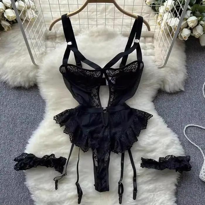 Erotická spodná bielizeň sada podprseniek pre ženy čipka podväzok Lingerie intímne 2025 podprsenka s kosticami a