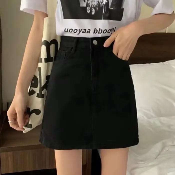 Letné džínsové minišaty pre ženy s vysokým pásom Sexy tesné sukne na boky dámsky strih Y2K