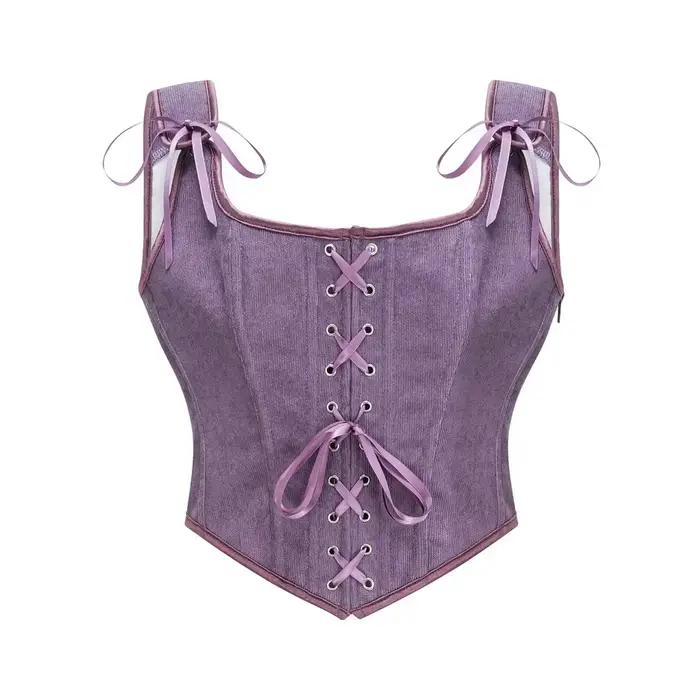 Corset Renaissance Médiévale pour Femme, Bustier Vintage, Crop, Lacets, Bretelles Corselet, Débardeurs, Camisole