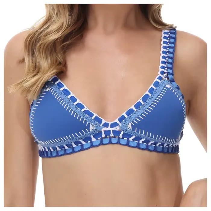 Ručne háčkovaný modrý bikini set pre ženy