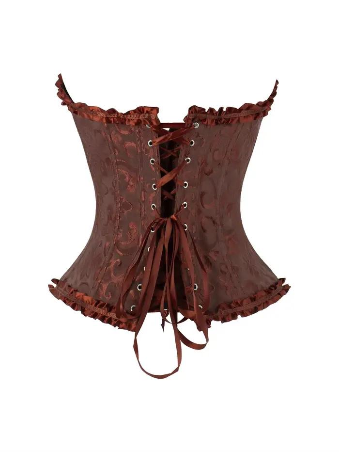 Tmavohnedé korzetové šaty pre ženy, tvarujúce bustier šaty vo farbe čokolády