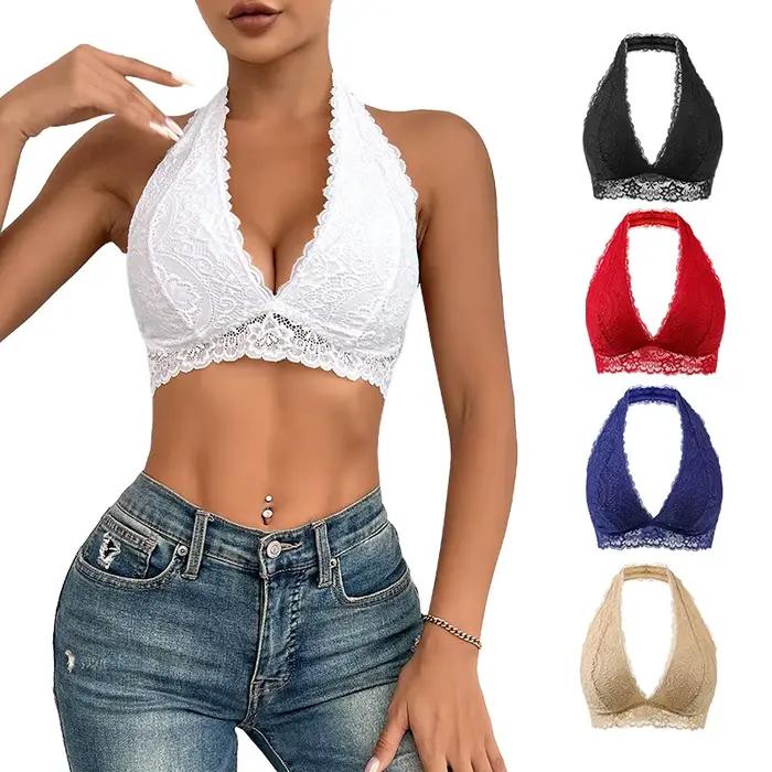 Soutien-gorge femme sans couture en polyester et élasthanne avec dentelle pour activité quotidienne et occasions spéciales
