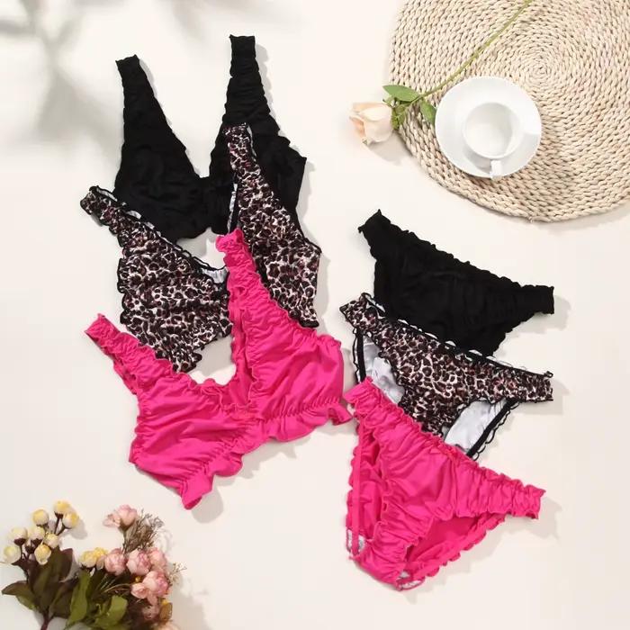Ensemble de Lingerie imprimé léopard pour femmes, gilet confortable d'été, sous-vêtements polyvalents, Sexy et élégant, Bikini de plage pour vacances, 2025
