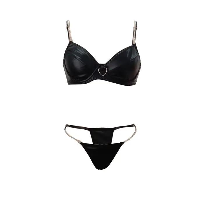 Ensemble de Lingerie à armatures pour femmes, grande taille, deux pièces en cuir laqué, sous-vêtements érotiques, intimes, 2 pièces, vêtements de club Sexy intéressants