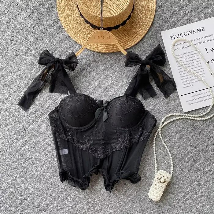 Arcs Camisole intégré soutien-gorge doux à lacets dentelle pure femme Camis débardeur sans manches hauts courts Sexy femmes vêtements livraison directe
