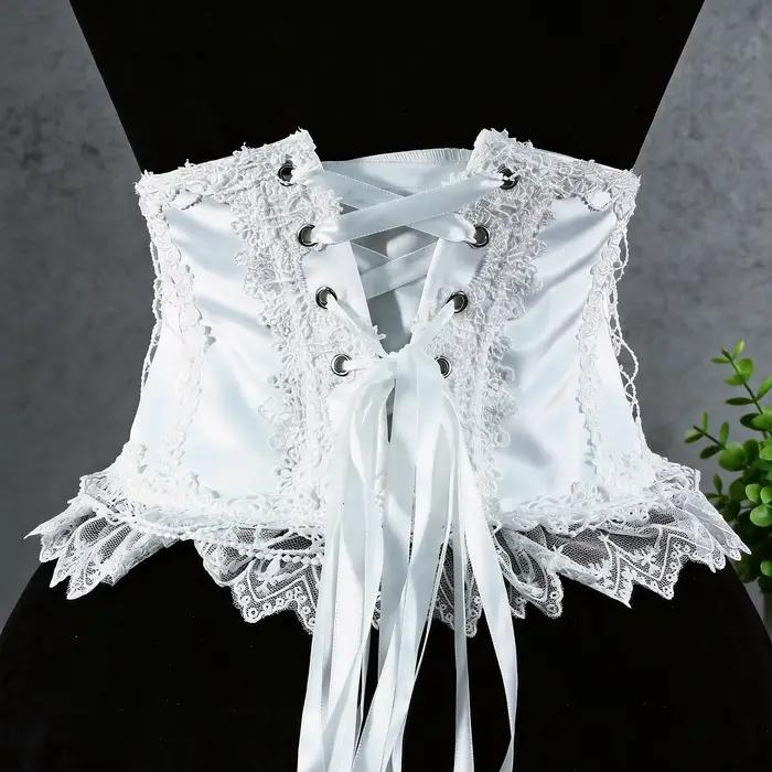Corset gothique en dentelle pour femme avec baleines de soutien, amincissant, dos lacé, style Lolita, costume de scène, style cour vintage