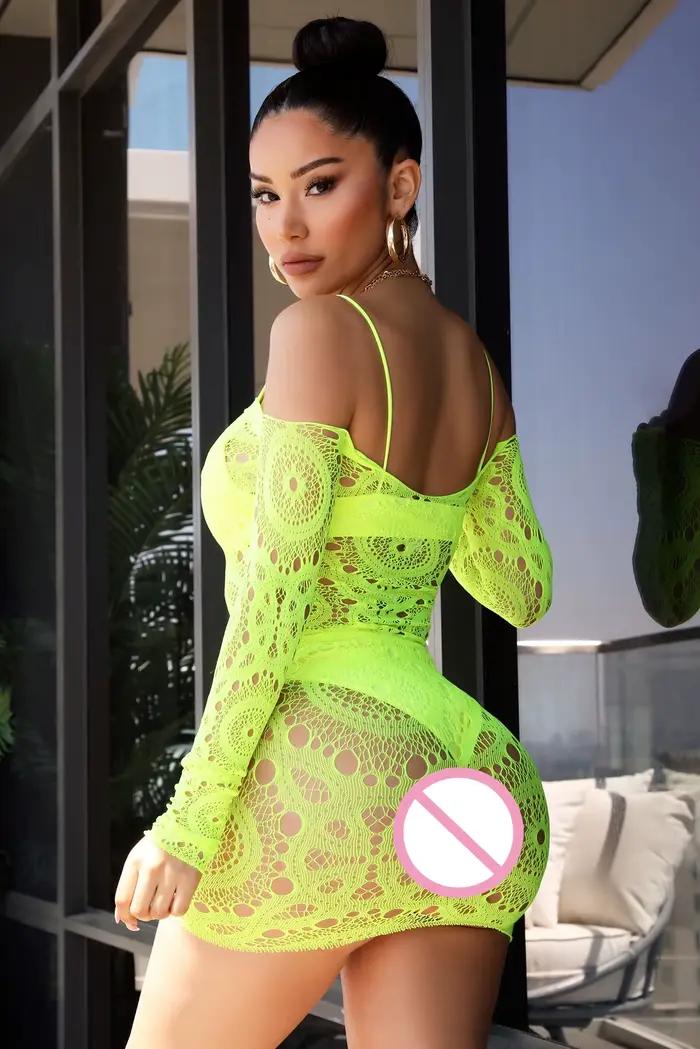 Lingerie Babydoll Mini fur s for Lady, LencBR Chemises, Sexy Drum Suit, Mesh Body Stocking, Tentation, InDispensBeach Nightwear fur s